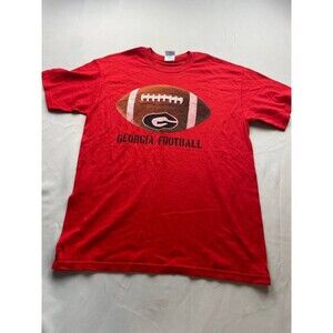 Georgia Bulldogs Football Shirt Mens Medium Red Gildan Graphic Print Crew Neck